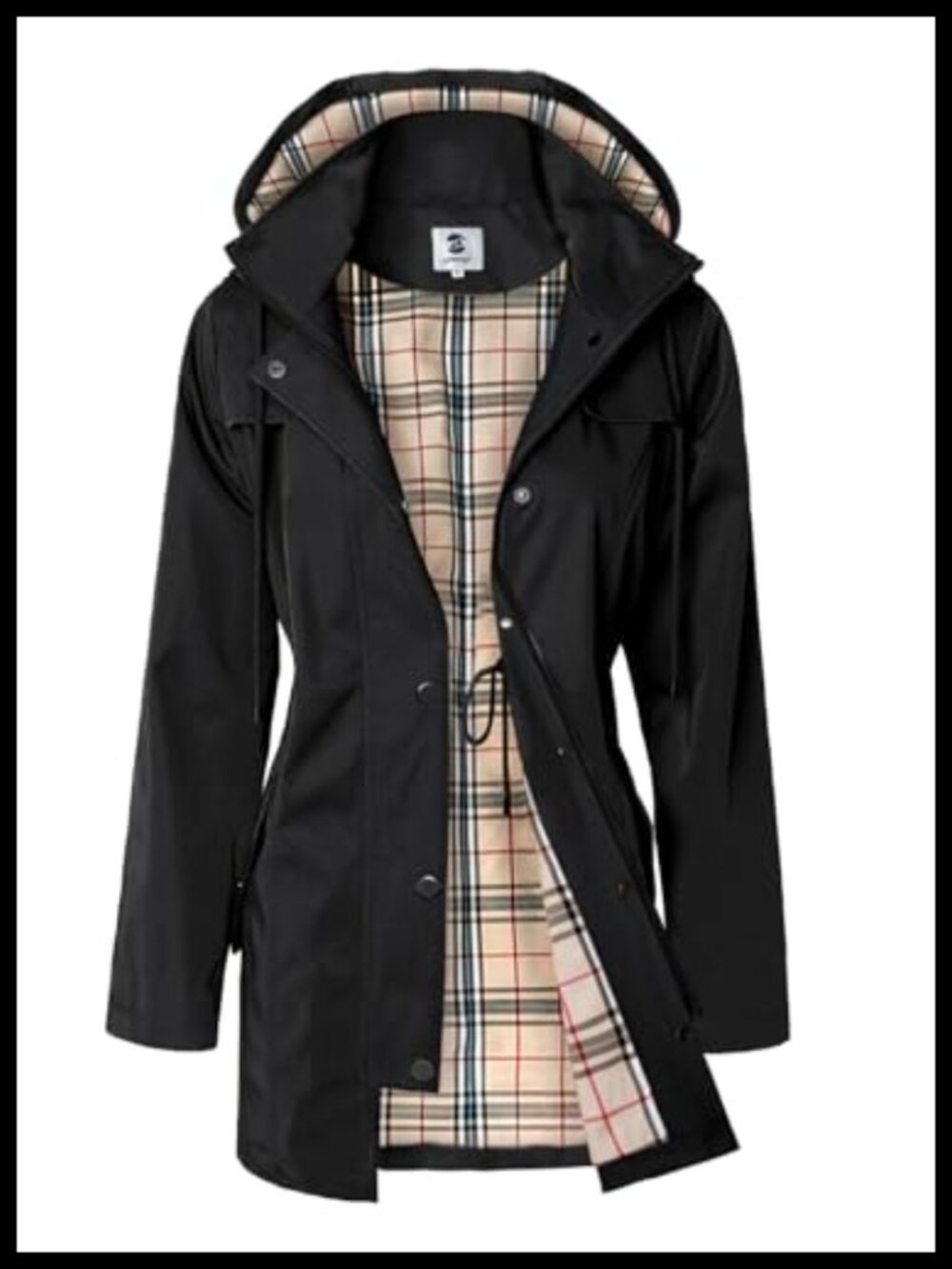 SaphiRose Long Hooded Rain Jacket Water Resistant Outdoor Windbreaker